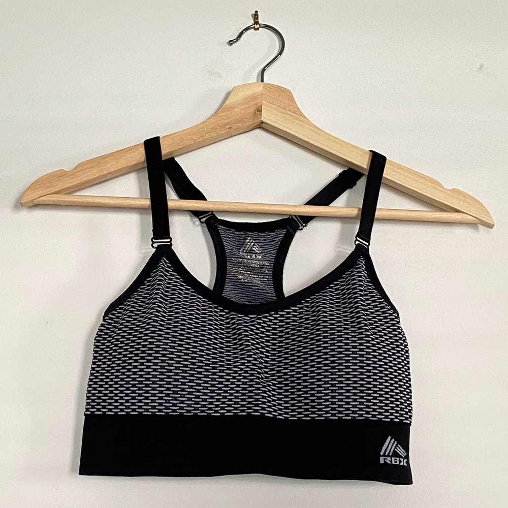 RBX racerback b&w basketweave wireless sports bra